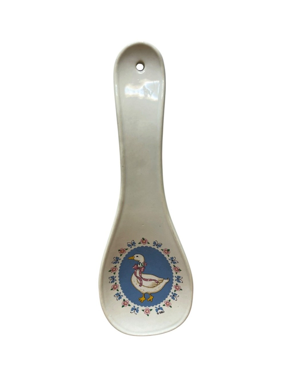 Vintage Treasure Craft Ribbon Geese Ceramic Spoon Rest Goose USA Cottagecore